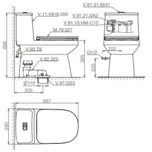 Ảnh công trình thực tế Bàn cầu một khối V816 + VG826 + VG853