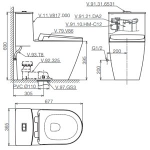 Ảnh công trình thực tế Bàn cầu một khối V817 + Xịt VG826 + VG853