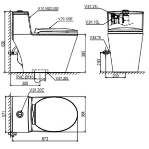 Alternative view of Bàn cầu một khối V823 + Xịt VG826