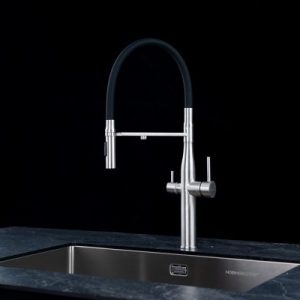Ảnh công trình thực tế Vòi rửa chén NOBINOX VIVO NX570 ống mềm nóng lạnh 3 đường nước