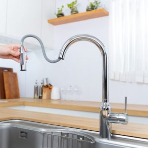 Ảnh công trình thực tế Vòi rửa chén NOBINOX AQUA NX660 dây rút nóng lạnh