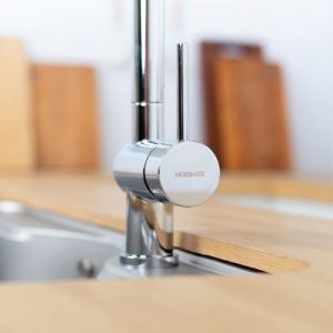 Ảnh công trình thực tế Vòi rửa chén NOBINOX BIANCO NX600 dây rút nóng lạnh