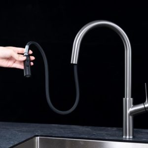 Ảnh công trình thực tế Vòi rửa chén NOBINOX FORTE NX887 dây rút nóng lạnh