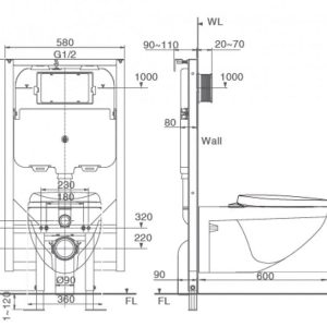 Alternative view of Bồn cầu treo tường INAX AC-23P+CW-H20VN Nắp rửa điện tử