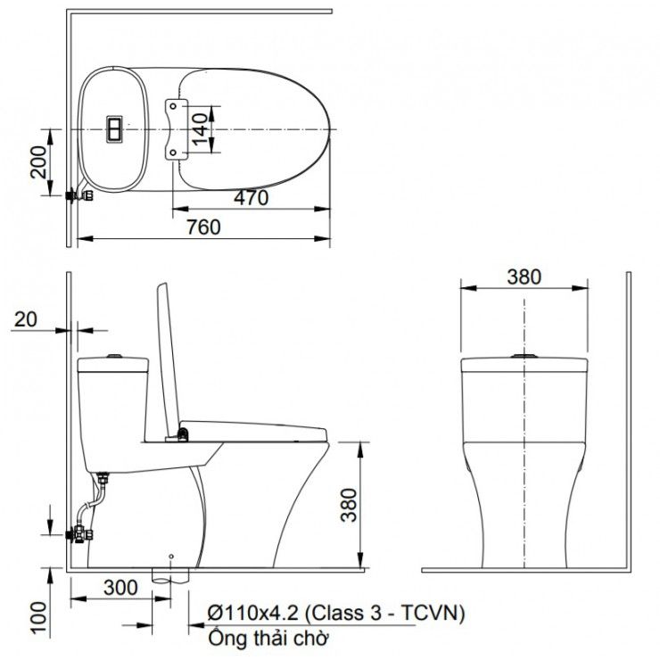 Alternative view of Bồn cầu INAX AC-959A+CW-H20VN nắp rửa điện tử