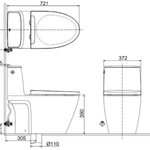 Alternative view of Bồn cầu một khối INAX ACT-902+CW-H20VN ắp rửa điện tử xả cảm ứng