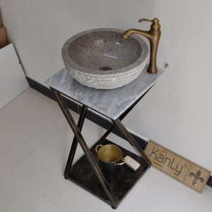 Ảnh công trình thực tế Bàn đặt chậu lavabo mặt đá Kanly FP07