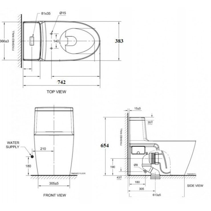 Alternative view of Bồn Cầu 1 Khối American Standard VF-1808TSW Nắp Rửa Cơ M4A839 Acacia