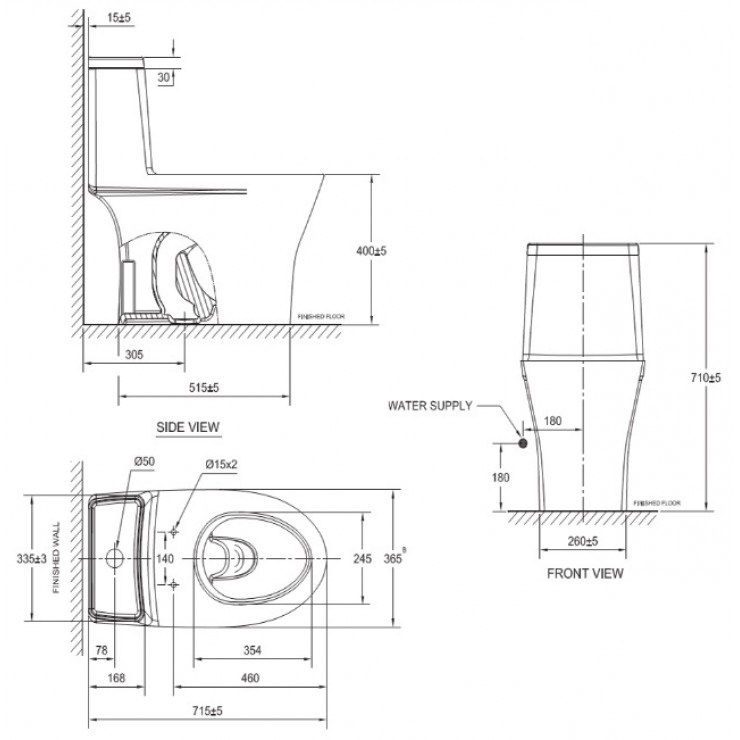 Alternative view of Bồn Cầu American Standard VF-2530SW Nắp Rửa Cơ M4A839 Flexio