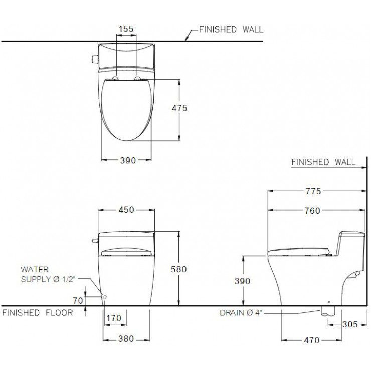 Ảnh công trình thực tế Bồn Cầu COTTO C10347 1 Khối Nắp Êm Xả Gạt