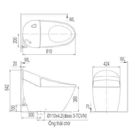 Alternative view of Bồn cầu INAX AC-2700+CW-H20VN nắp rửa điện tử
