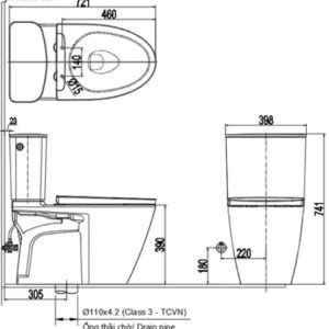 Alternative view of Bồn cầu INAX ACT-602VN+CW-S15VN Nắp rửa cơ xả cảm ứng