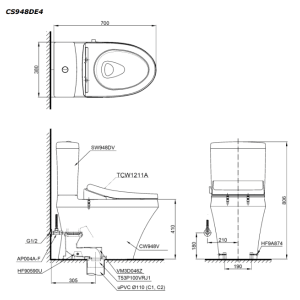 Ảnh công trình thực tế Bồn Cầu TOTO CS948DE4#XW 2 Khối Nắp Rửa Cơ TCW1211A