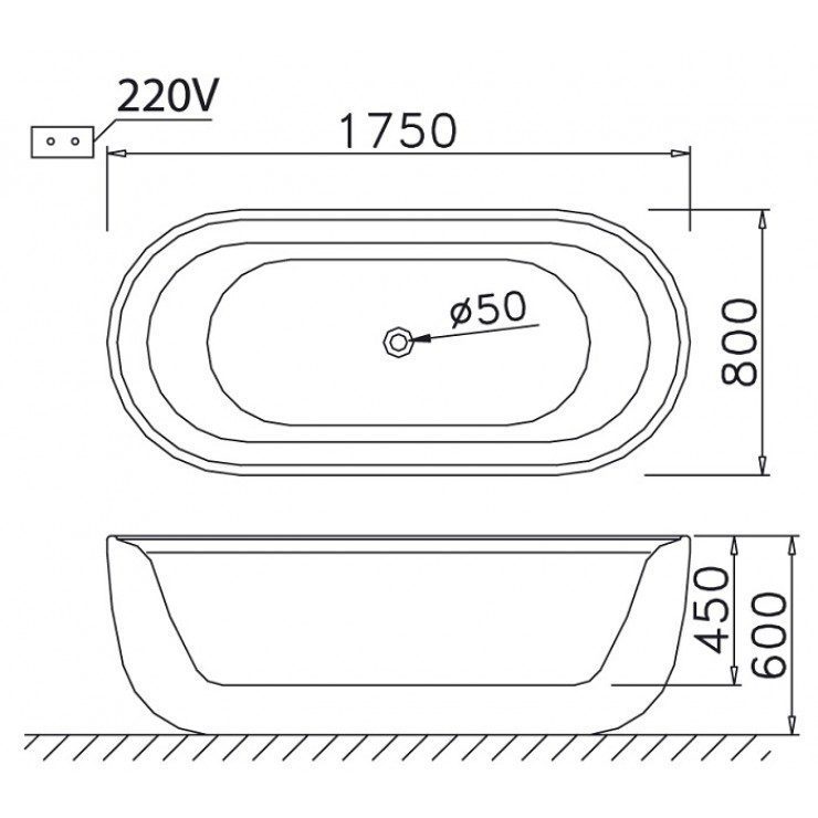 Alternative view of Bồn Tắm CAESAR MT0770 Massage Đặt Sàn 1.75M
