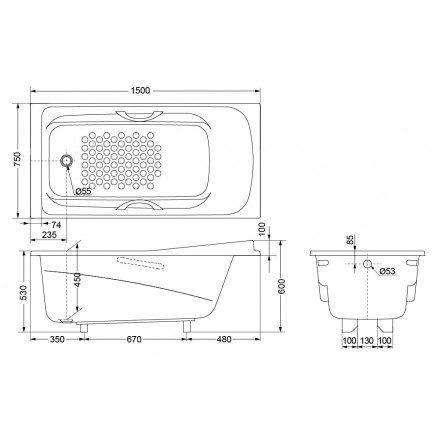 Alternative view of Bồn Tắm TOTO PPY1560HPE#P/DB501R-2B Ngọc Trai