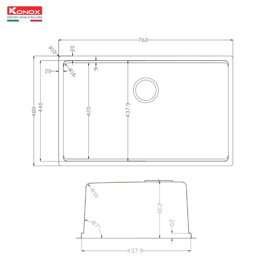 Ảnh công trình thực tế Chậu rửa bát Konox Tari 7648SR