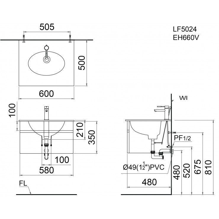 Alternative view of Lavabo CAESAR LF5024 Đặt Bàn