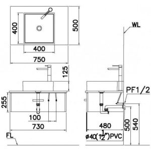 Ảnh công trình thực tế Lavabo CAESAR LF5252 Đặt Bàn Vuông