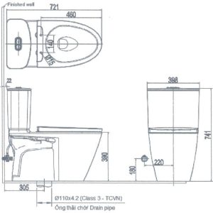Alternative view of Bồn cầu INAX ACT-602+CW-S32VN nắp rửa cơ xả cảm ứng
