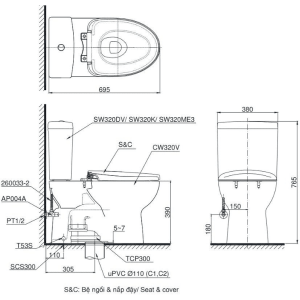 Ảnh công trình thực tế Bồn Cầu Điện Tử TOTO CS300DW16Y1#W Kèm Nắp Rửa Điện Tử WASHLET Dòng C2 – TCF23410AAA (220V)