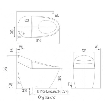 Alternative view of Bồn Cầu Nắp Điện Tử INAX AC-2700/CW-KB22AVN