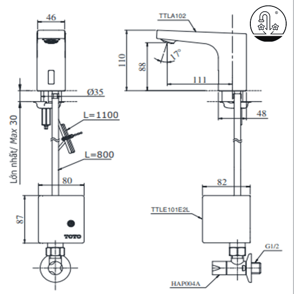 Ảnh công trình thực tế Vòi Lavabo TOTO TTLA102/TTLE101E2L/HAP004A Cảm Ứng Nước Lạnh ( Dùng Điện )
