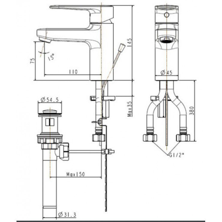 Alternative view of Vòi Rửa Lavabo American Standard WF-B201 Slimplica Nóng Lạnh