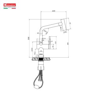 Ảnh công trình thực tế Vòi rửa bát dây rút Konox Volta Black