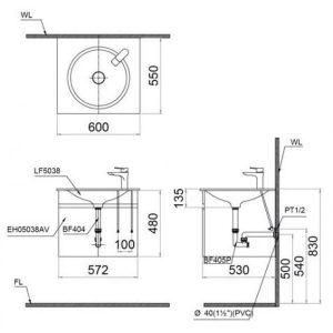 Ảnh công trình thực tế Lavabo CAESAR LF5038 Dương Bàn