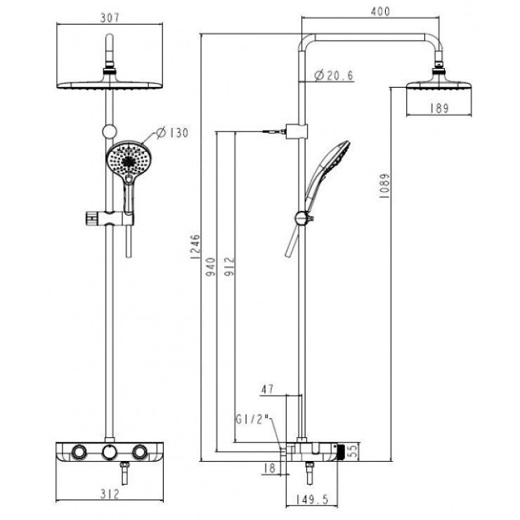 Alternative view of Sen Cây Nhiệt Độ American Standard WF-4955MB EasySET Màu Đen