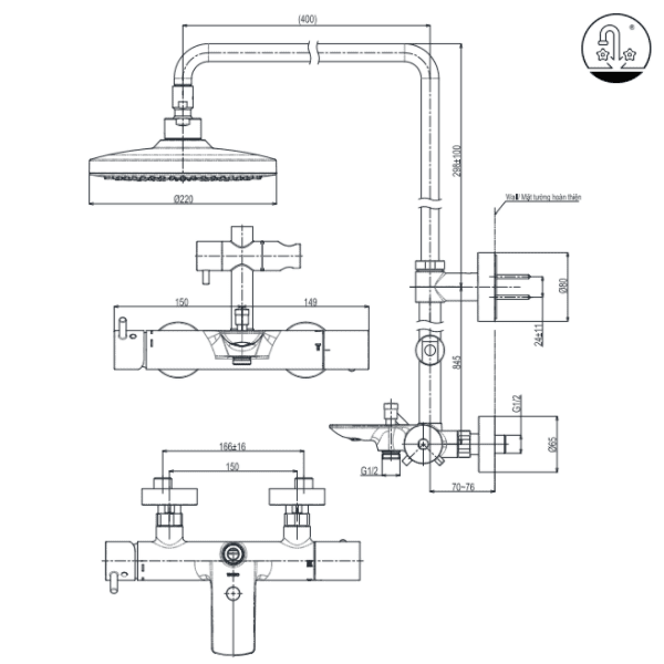Ảnh công trình thực tế Sen Cây TOTO TBW01301AB Nóng Lạnh