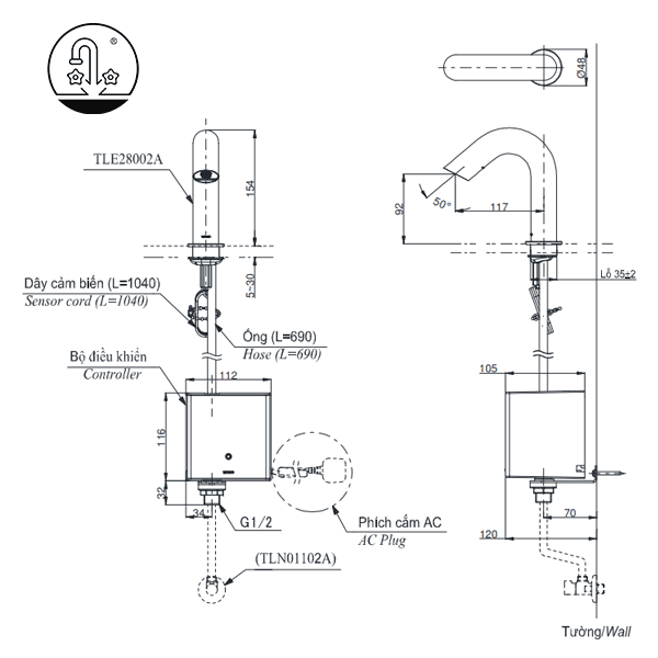 Ảnh công trình thực tế Vòi Lavabo TOTO TLE28002A/TLE01502A1/TLN01102A Cảm Ứng Nước Lạnh