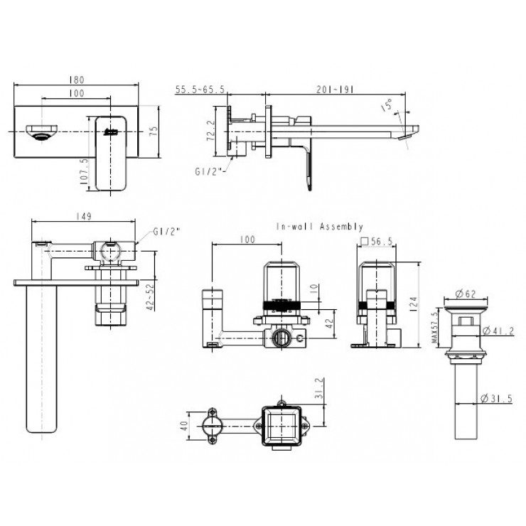 Alternative view of Vòi Lavabo Gắn Tường American Standard WF-1304 Acacia E