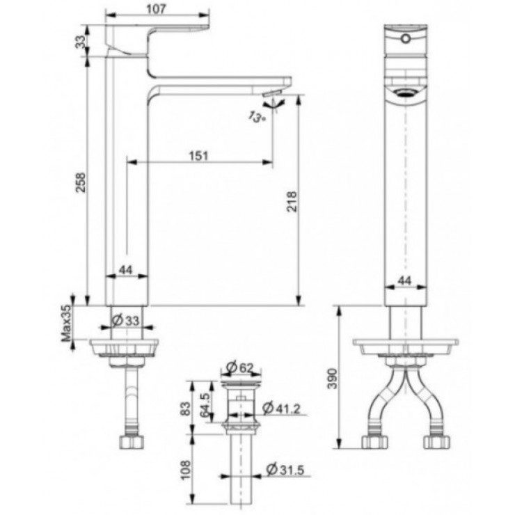 Alternative view of Vòi Lavabo American Standard WF-1302MB Nóng Lạnh Màu Đen Acacia E