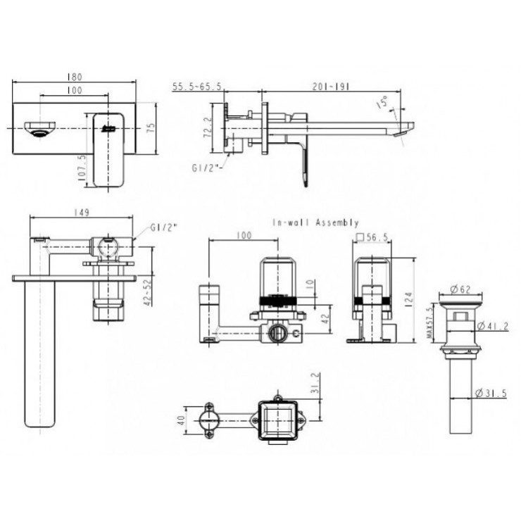 Alternative view of Vòi Lavabo Gắn Tường American Standard WF-1304MB Acacia E Màu Đen