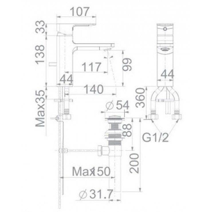 Alternative view of Vòi Lavabo American Standard WF-1301CS Nóng Lạnh Màu Vàng Acacia Evolution
