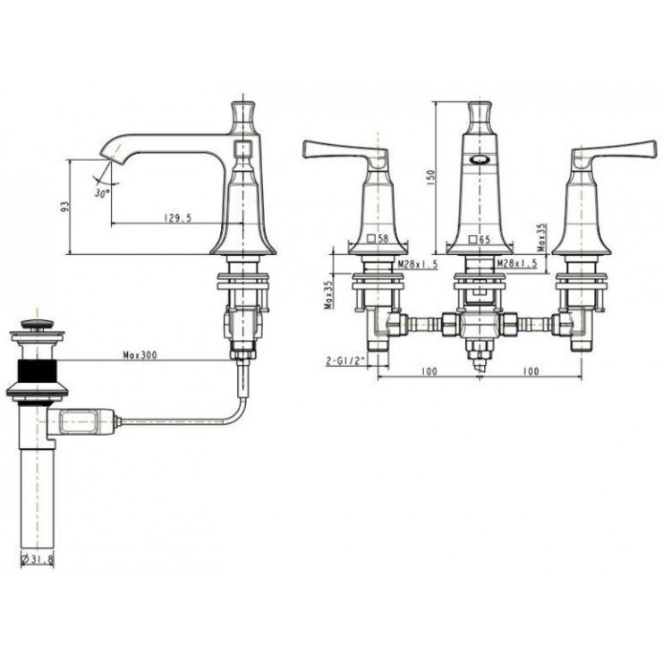Alternative view of Vòi Lavabo American Standard WF-1603 Kastello Nóng Lạnh 3 Lỗ