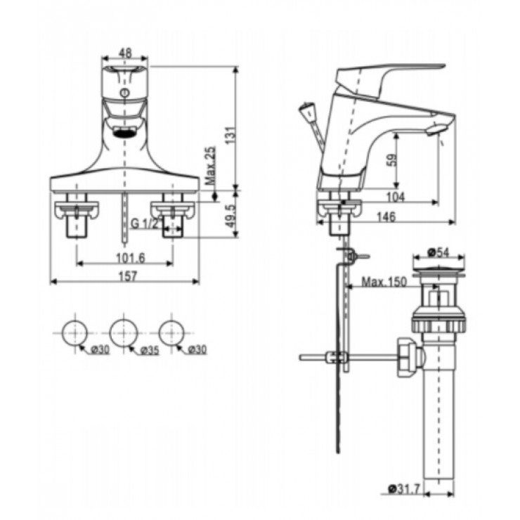 Alternative view of Vòi Lavabo American Standard Cygnet WF-0302 Nóng Lạnh
