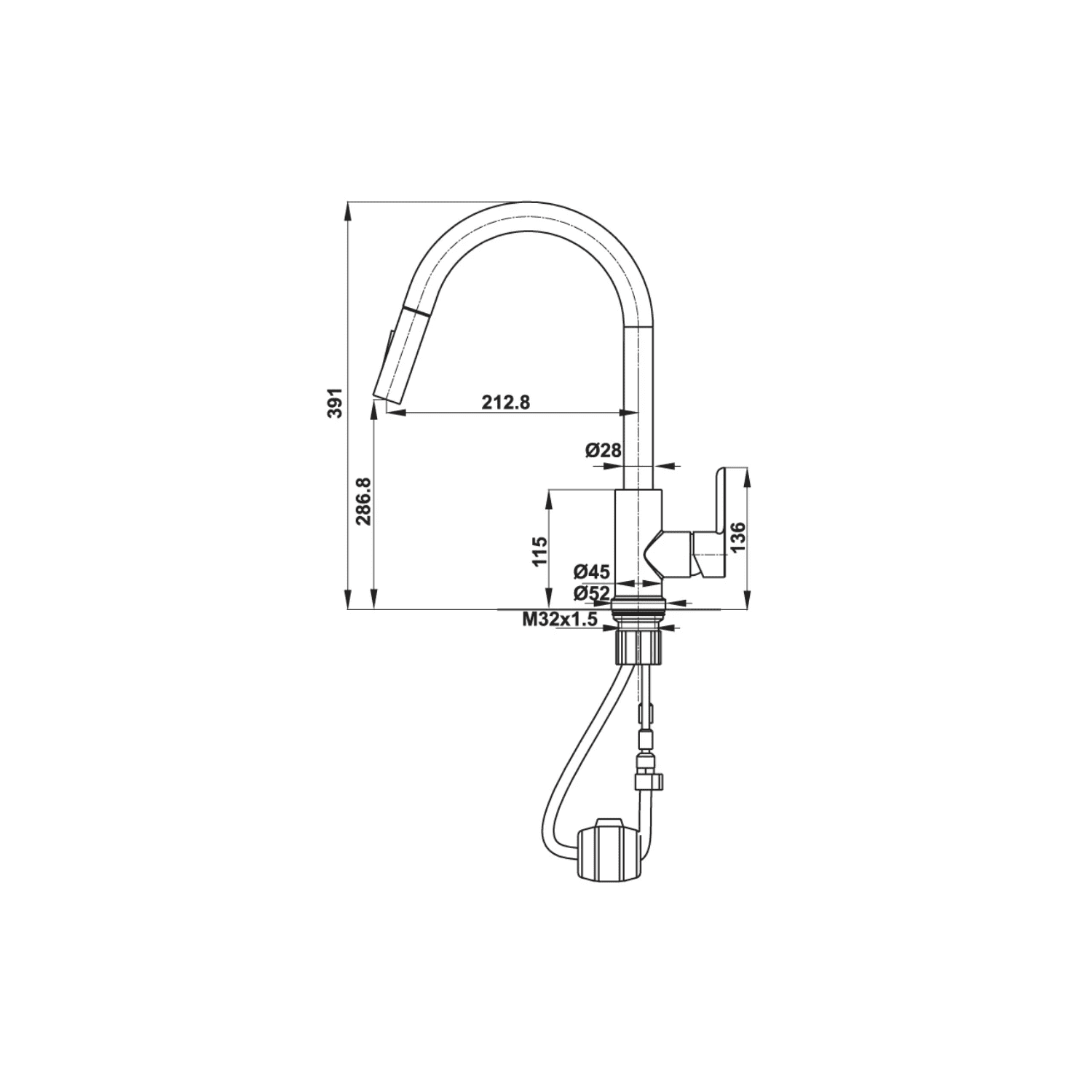 Alternative view of Vòi Rửa Chén HAFELE HT21-CH1P287 577.55.230 Nóng Lạnh Có Dây Rút