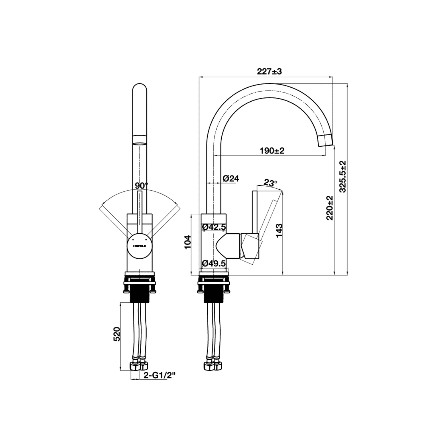 Alternative view of Vòi Rửa Chén HAFELE HT21-CH1F220C 577.56.300 Nóng Lạnh Màu Đen