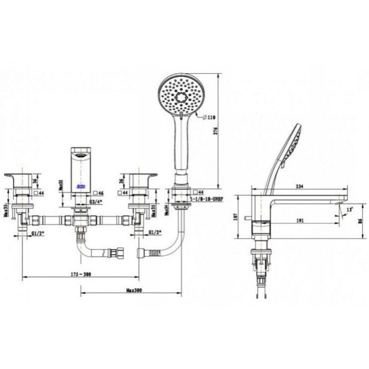 Alternative view of Vòi Xả Bồn Tắm American Standard WF-1300CS Acacia E Nóng Lạnh Màu Vàng