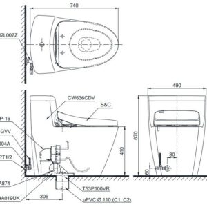 Ảnh công trình thực tế Bồn Cầu Điện Tử TOTO MS636CDRW12#XW Kèm Nắp Rửa Điện Tử WASHLET (Loại Giấu Dây) Dòng S7 – TCF4911EZ (220V)