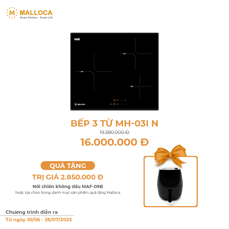 Bếp từ Malloca 3 vùng nấu MH-03I N