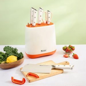 Ảnh công trình thực tế Bộ dao làm bếp 5 món cao cấp Konox Haper Orange
