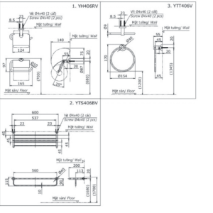 Ảnh công trình thực tế Bộ Phụ Kiện TOTO YS406N3V 3 Món