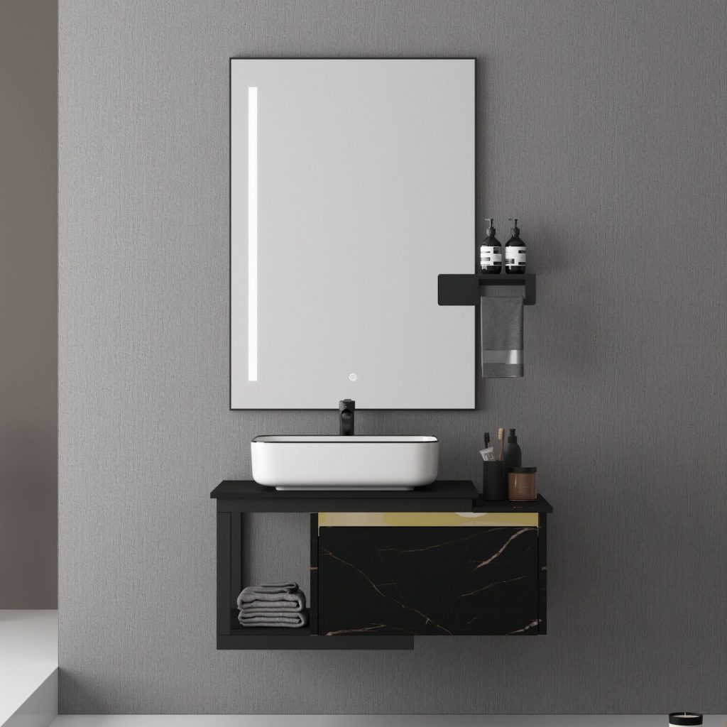 Bộ Tủ Chậu MOWOEN MW6801S-100B Đen 1000mm