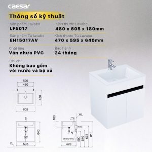 Ảnh công trình thực tế Bộ tủ lavabo Caesar LF5017/EH15017AV