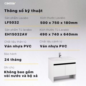 Ảnh công trình thực tế Bộ tủ lavabo Caesar LF5032/EH15032AV