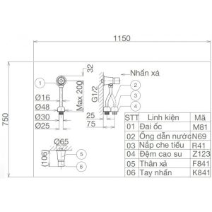 Ảnh công trình thực tế Bộ xả tiểu nhấn không có giảm áp VG841.1