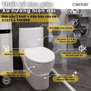 Ảnh công trình thực tế Bồn cầu 1 khối nắp rửa cơ C1395F/TAF060